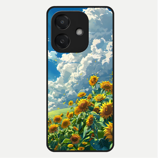  Golden Sun Glory Glass Case For Oppo A3x 5G back cover – full design glossy printed glass finish