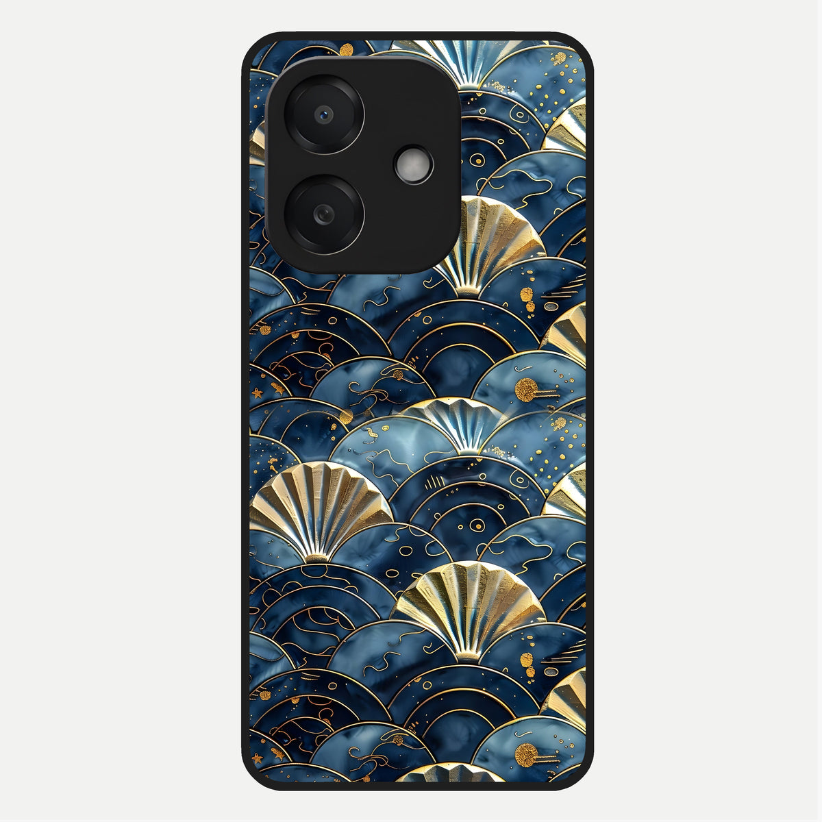  Golden Wave Luxe Glass Case For Oppo A3x 5G back cover – full design glossy printed glass finish