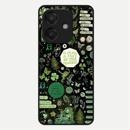  Green Mandala Pattern Glass Case For Oppo A3x 5G back cover – full design glossy printed glass finish