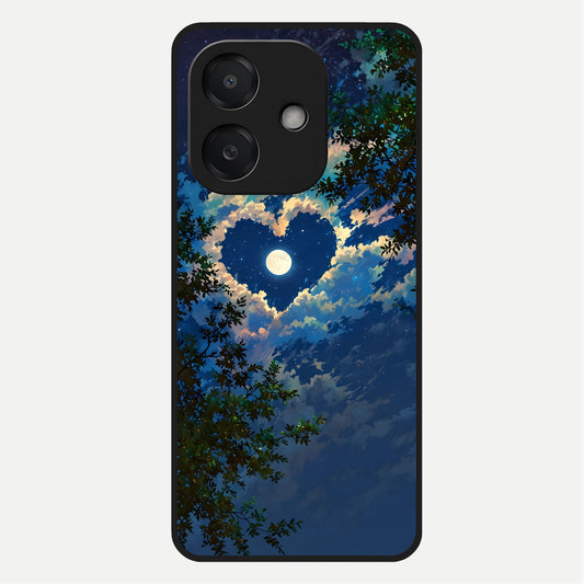  Heart With Moon Sky Glass Case For Oppo A3x 5G back cover – full design glossy printed glass finish