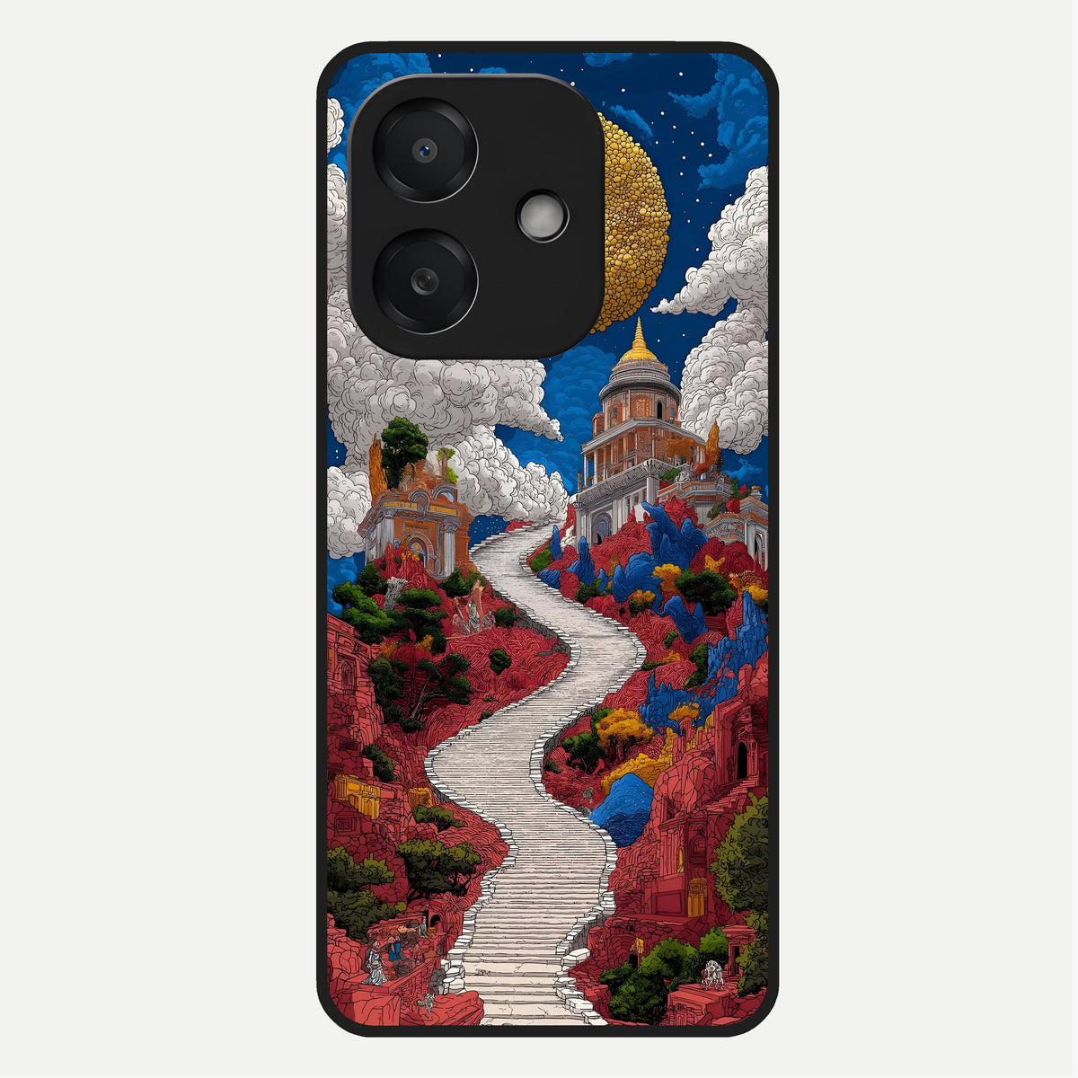  Heavenly Moon Path Glass Case For Oppo A3x 5G back cover – full design glossy printed glass finish