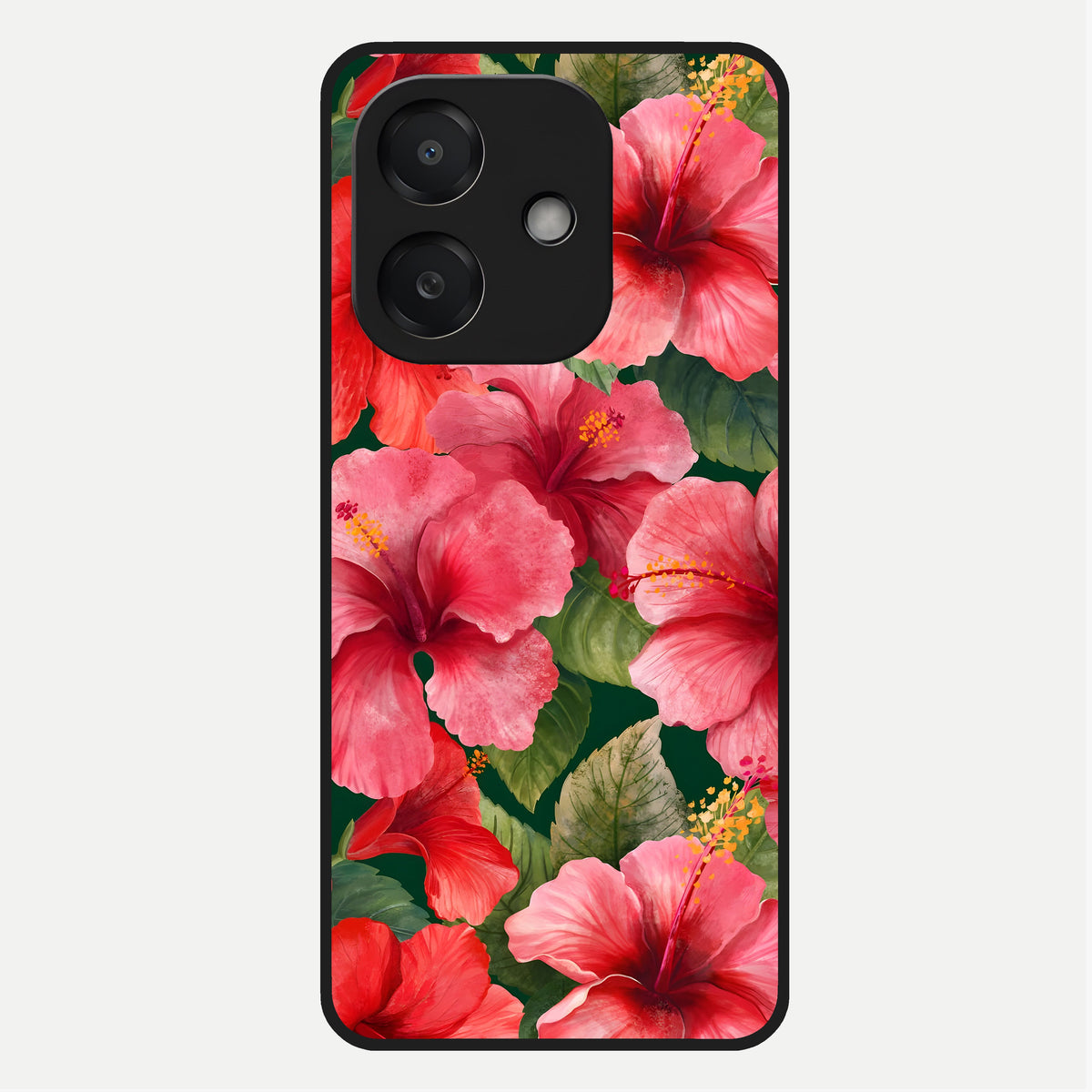  Hibiscus Pattern Glass Case For Oppo A3x 5G back cover – full design glossy printed glass finish
