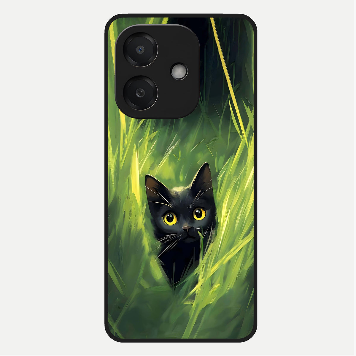  Hidden Cat Whisper Glass Case For Oppo A3x 5G back cover – full design glossy printed glass finish