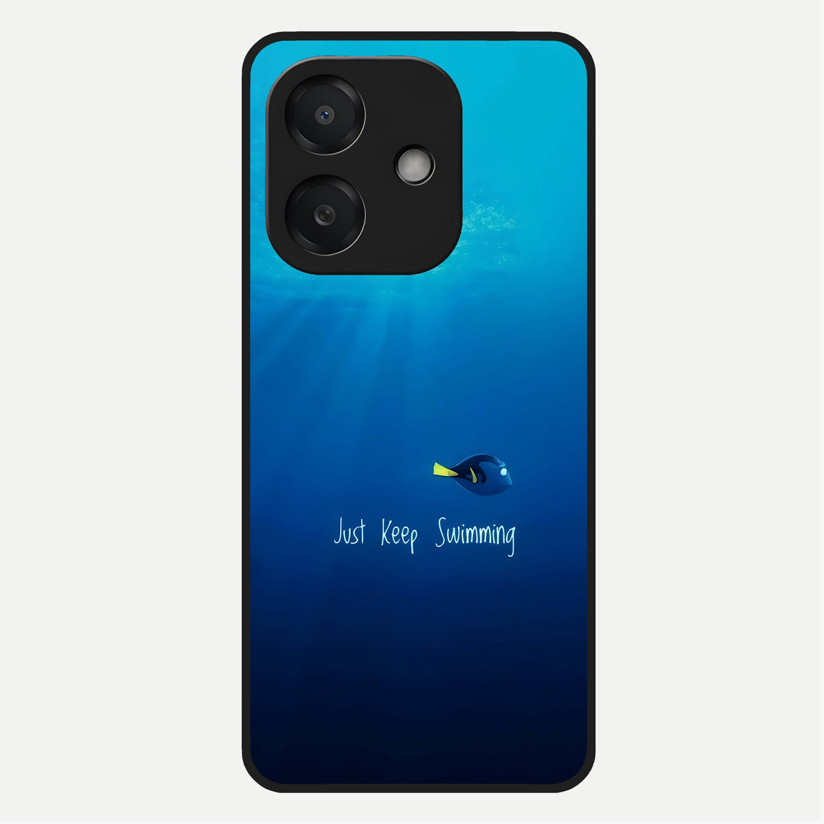  Just Keep Swimming Glass Case For Oppo A3x 5G back cover – full design glossy printed glass finish