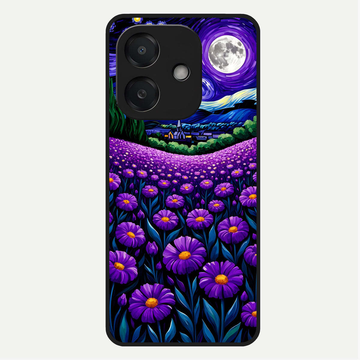  Lavender Moon Field Glass Case For Oppo A3x 5G back cover – full design glossy printed glass finish