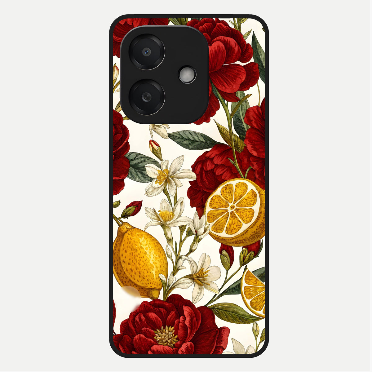  Lemon Rose Charm Glass Case For Oppo A3x 5G back cover – full design glossy printed glass finish