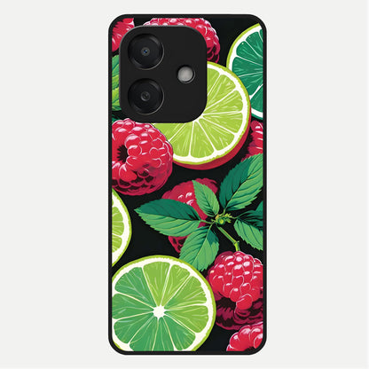  Lime and Raspberry Pattern Glass Case For Oppo A3x 5G back cover – full design glossy printed glass finish