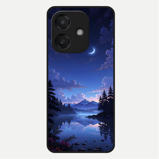  Midnight Lake Peace Glass Case For Oppo A3x 5G back cover – full design glossy printed glass finish