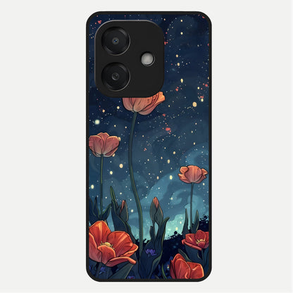  Midnight Tulip Glow Glass Case For Oppo A3x 5G back cover – full design glossy printed glass finish