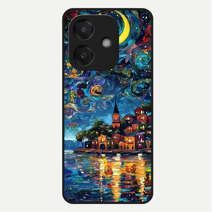  Moonlight Harbor Glow Glass Case For Oppo A3x 5G back cover – full design glossy printed glass finish