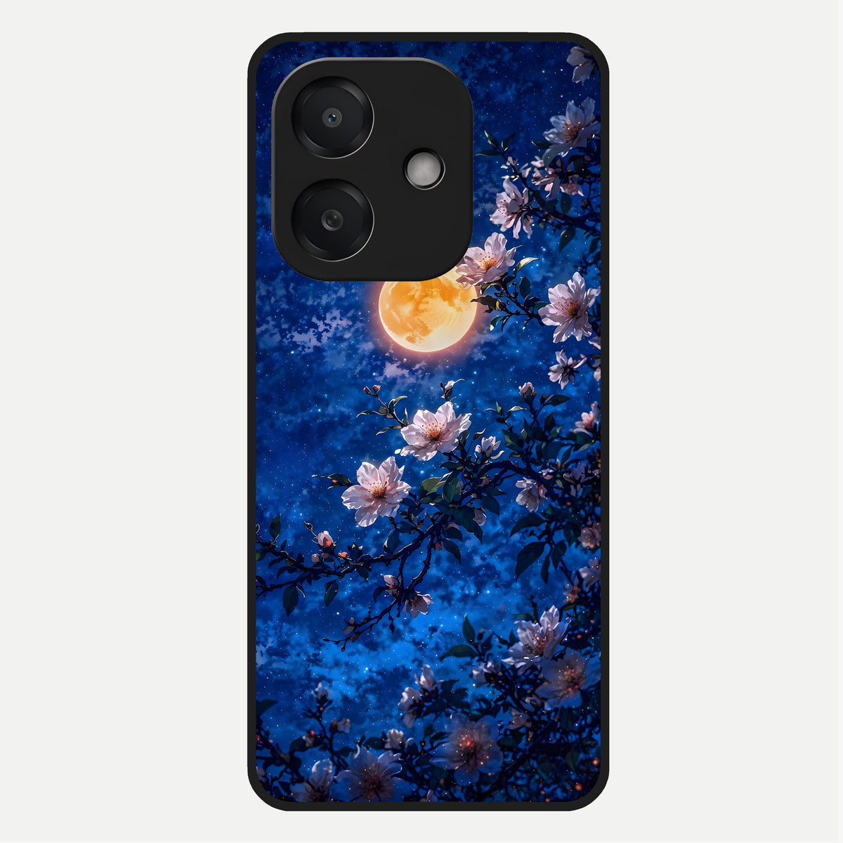  Moonlit Blossoms Night Glass Case For Oppo A3x 5G back cover – full design glossy printed glass finish