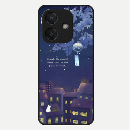  Moonlit Cat Silence Glass Case For Oppo A3x 5G back cover – full design glossy printed glass finish