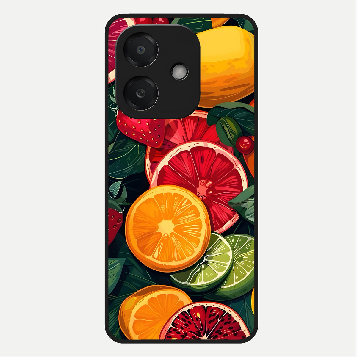  Multiple Fruits Glass Case For Oppo A3x 5G back cover – full design glossy printed glass finish