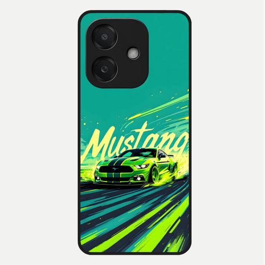  Mustang Bang Glass Case For Oppo A3x 5G back cover – full design glossy printed glass finish