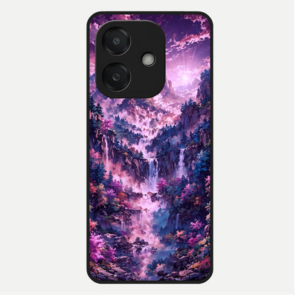  Mystic Cascade Peaks Glass Case For Oppo A3x 5G back cover – full design glossy printed glass finish