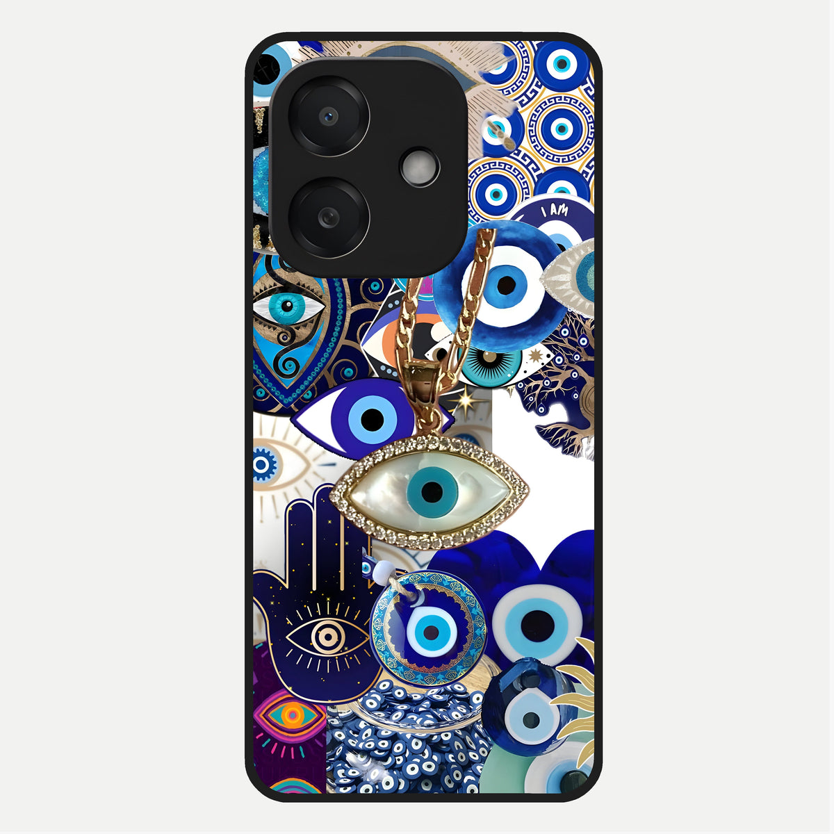  Mystic Charm Eye Glass Case For Oppo A3x 5G back cover – full design glossy printed glass finish