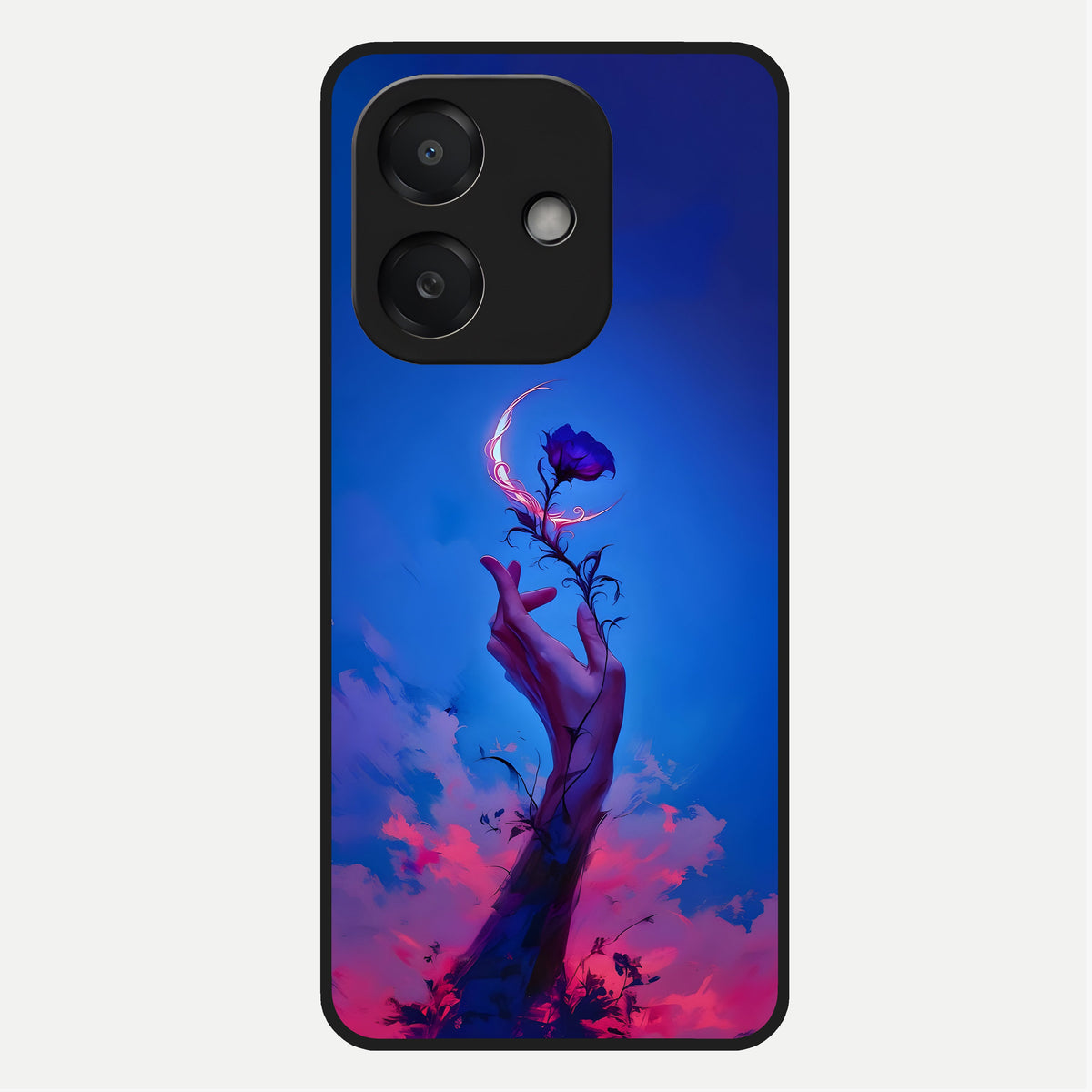  Mystic Hand Glass Case For Oppo A3x 5G back cover – full design glossy printed glass finish
