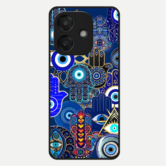  Mystic Palm Guard Glass Case For Oppo A3x 5G back cover – full design glossy printed glass finish
