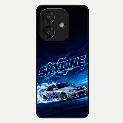  Neon Drift Beast Glass Case For Oppo A3x 5G back cover – full design glossy printed glass finish