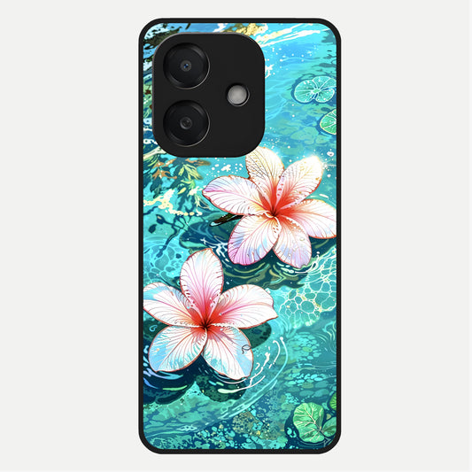  Pink Flowers in Water Glass Case For Oppo A3x 5G back cover – full design glossy printed glass finish