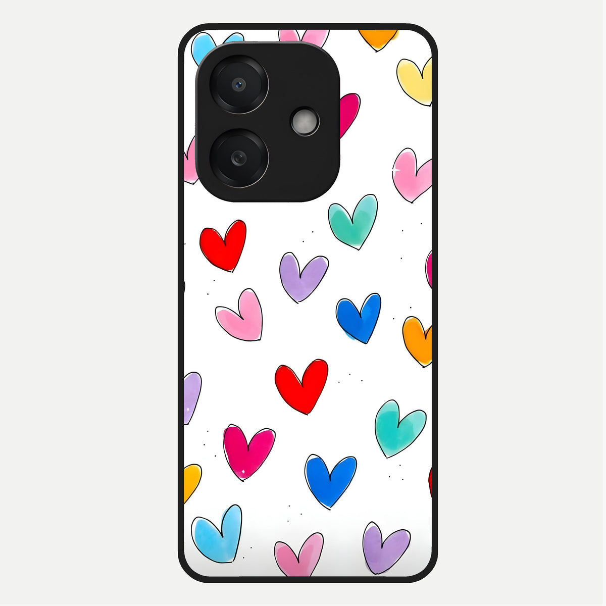  Playful Love Doodles Glass Case For Oppo A3x 5G back cover – full design glossy printed glass finish