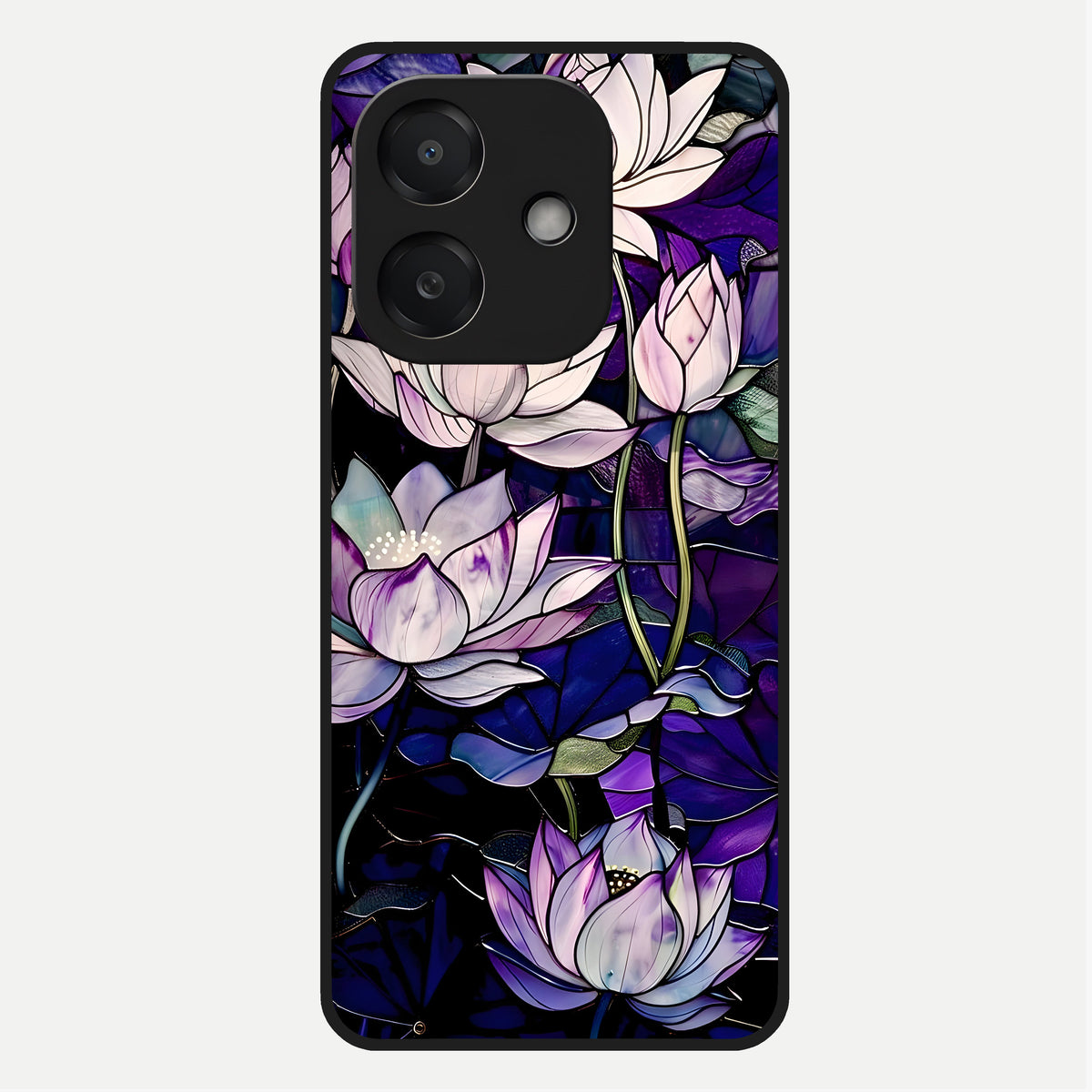  Purple Lotus Pattern Glass Case For Oppo A3x 5G back cover – full design glossy printed glass finish