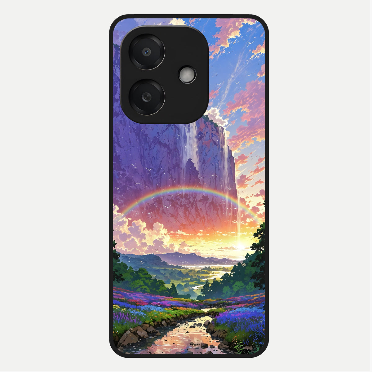  Rainbow Valley Dream Glass Case For Oppo A3x 5G back cover – full design glossy printed glass finish