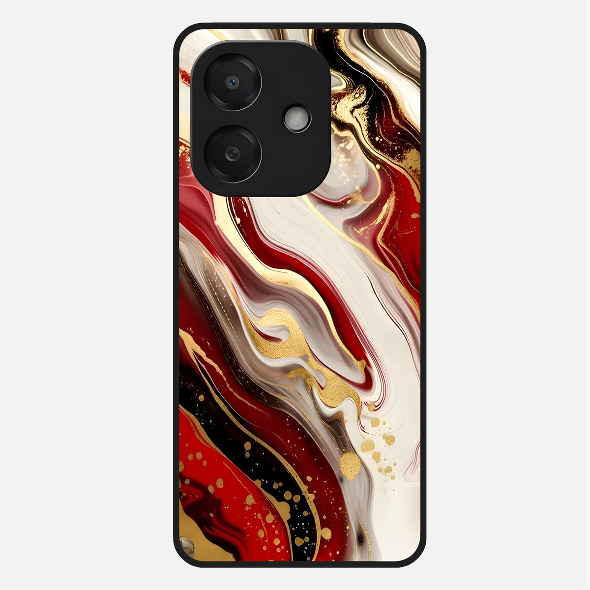  Red And White Marble Glass Case For Oppo A3x 5G back cover – full design glossy printed glass finish