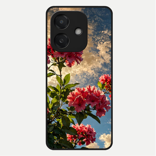  Red Bloom Skies Glass Case For Oppo A3x 5G back cover – full design glossy printed glass finish