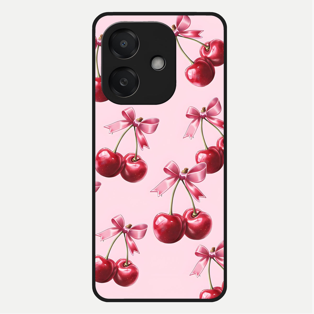  Red Cherries Pattern Glass Case For Oppo A3x 5G back cover – full design glossy printed glass finish