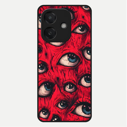  Red Eyes Pattern Glass Case For Oppo A3x 5G back cover – full design glossy printed glass finish