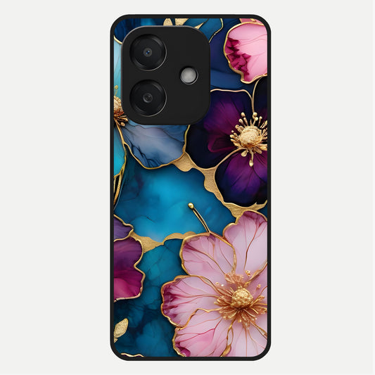  Sparkle Floral Glass Case For Oppo A3x 5G back cover – full design glossy printed glass finish