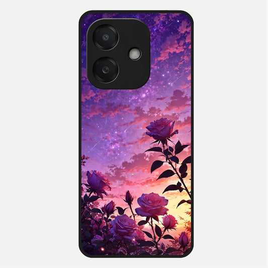  Starlit Rose Twilight Glass Case For Oppo A3x 5G back cover – full design glossy printed glass finish