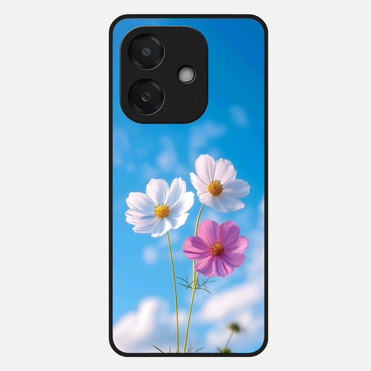  Tripple Flowers With Sky Glass Case For Oppo A3x 5G back cover – full design glossy printed glass finish