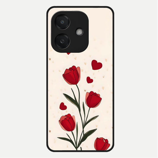  Tulip With Heart Glass Case For Oppo A3x 5G back cover – full design glossy printed glass finish
