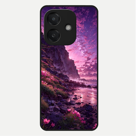  Twilight Blossom Coast Glass Case For Oppo A3x 5G back cover – full design glossy printed glass finish