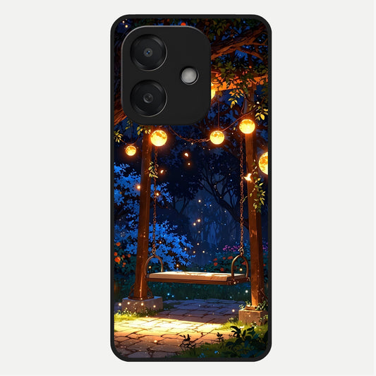 Twilight Garden Swing Glass Case For Oppo A3x 5G back cover – full design glossy printed glass finish