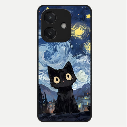  Van Gogh Cat Glass Case For Oppo A3x 5G back cover – full design glossy printed glass finish