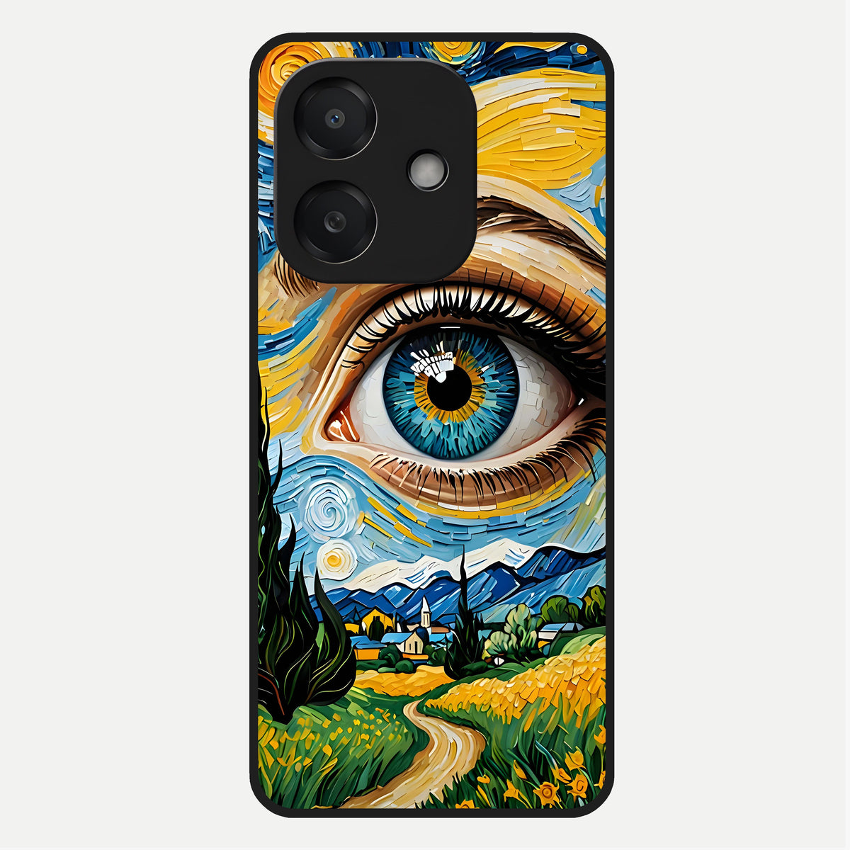  Van Gogh Eye Glass Case For Oppo A3x 5G back cover – full design glossy printed glass finish