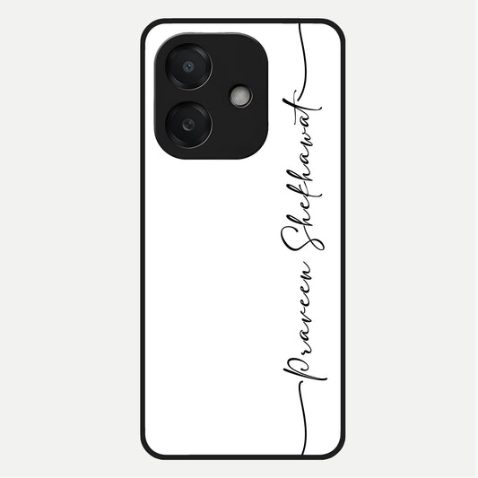  White Tune Custom Name Glass Case For Oppo A3x 5G back cover – personalized glossy printed glass finish