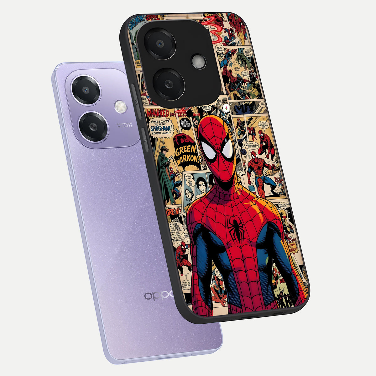  Aesthetic Spider phone case For Oppo A3x 5G showing premium glass back cover with detailed artwork