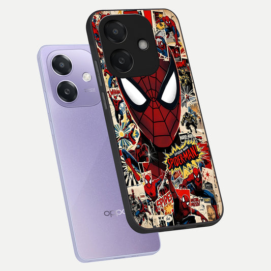  Aesthetic Wonder Spider phone case For Oppo A3x 5G showing premium glass back cover with detailed artwork