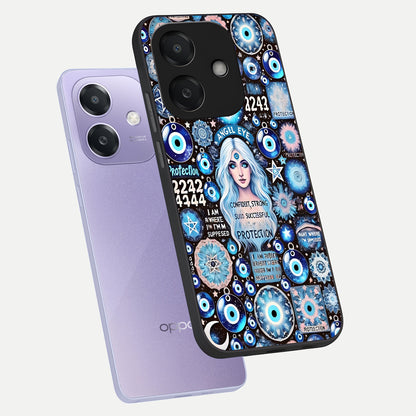  Angel Aura Shield phone case For Oppo A3x 5G showing premium glass back cover with detailed artwork