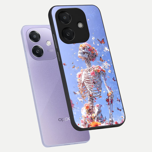  Bloom Beyond Bones phone case For Oppo A3x 5G showing premium glass back cover with detailed artwork