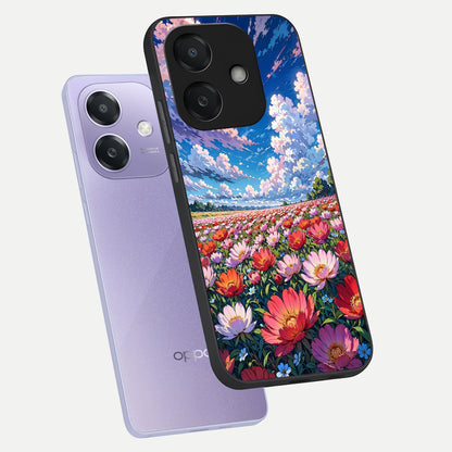  Blossom Sky Field phone case For Oppo A3x 5G showing premium glass back cover with detailed artwork