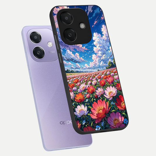  Blossom Sky Field phone case For Oppo A3x 5G showing premium glass back cover with detailed artwork