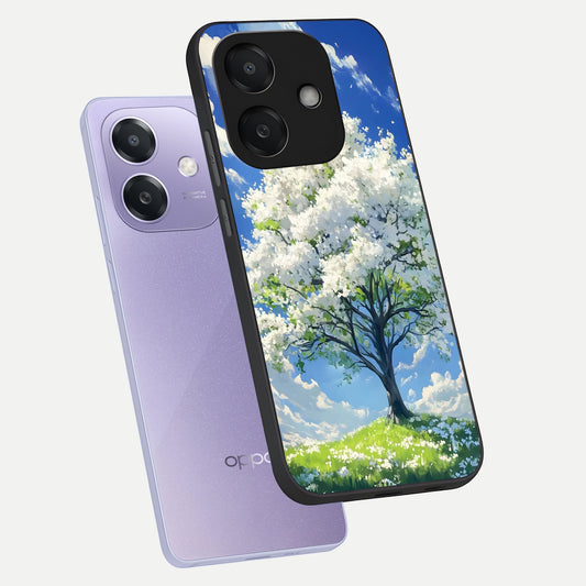  Blossom Sky Serenity phone case For Oppo A3x 5G showing premium glass back cover with detailed artwork
