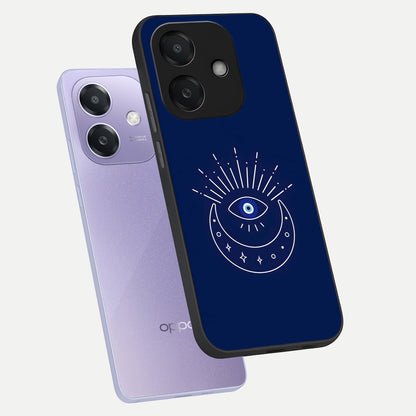  Blue Evil Eye phone case For Oppo A3x 5G showing premium glass back cover with detailed artwork