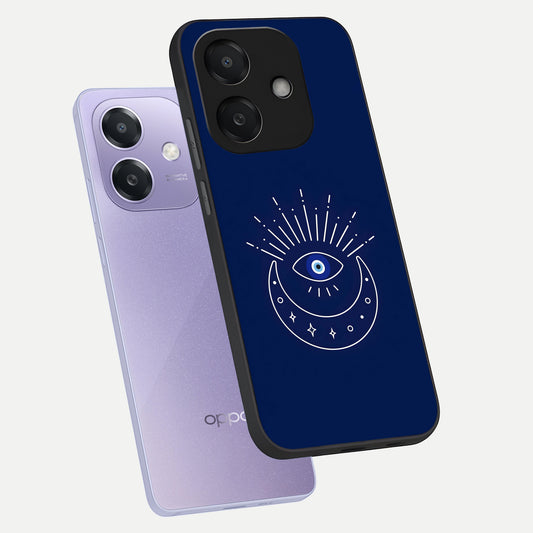  Blue Evil Eye phone case For Oppo A3x 5G showing premium glass back cover with detailed artwork
