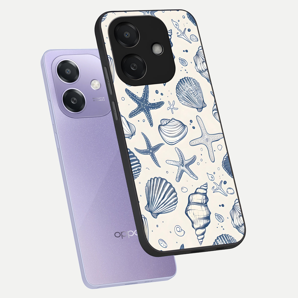  Blue Ocean Outline phone case For Oppo A3x 5G showing premium glass back cover with detailed artwork